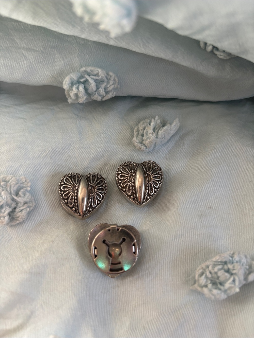 Silver-Tone Heart Button Covers